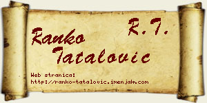 Ranko Tatalović vizit kartica